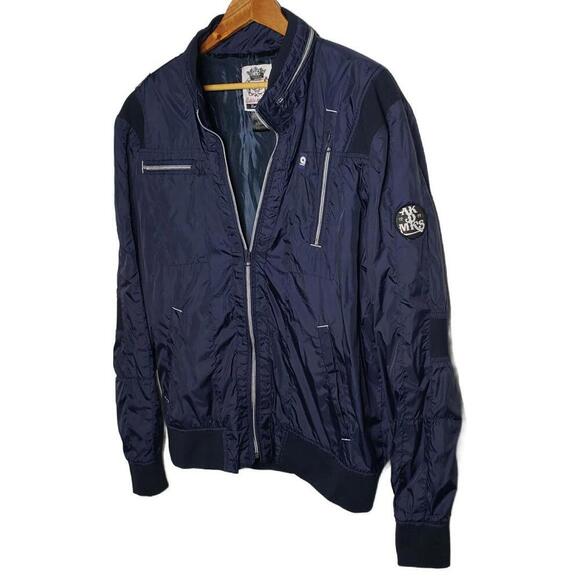 Retro 90's Akademiks Men's Sz XL Navy Windbreaker Casual Rain Jacket (1673) - Picture 2 of 9